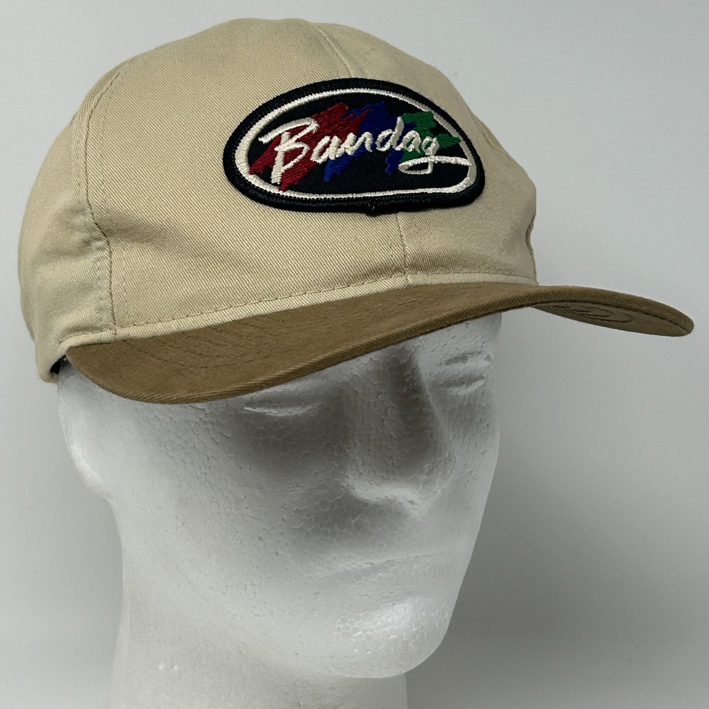 Vintage 90s Bandag Tires Hat Baseball Cap Interstate Tire Co Snapback Beige USA - Neon Vintage