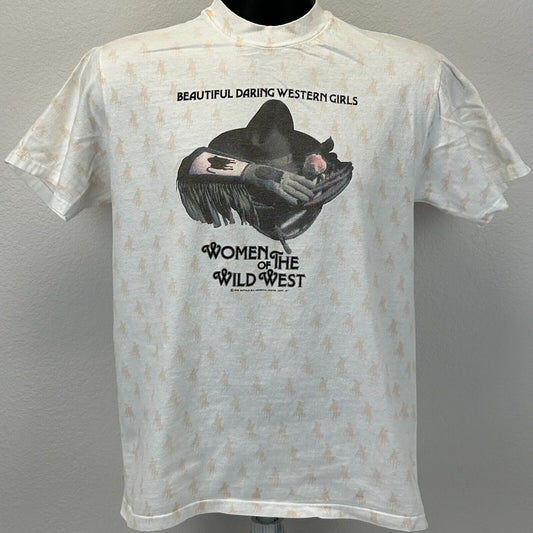 Vintage 90s Women of the Wild West T Shirt Buffalo Bill Cowgirl White M Medium