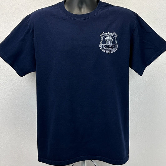 Vintage 90s New Jersey Police Christmas Toy Drive T Shirt Blue SRT Tee L Large - Neon Vintage