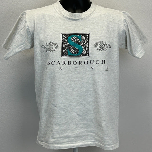 Vintage 90s Scarborough Maine T Shirt Travel Tourist Tourism USA Gray S Small - Neon Vintage