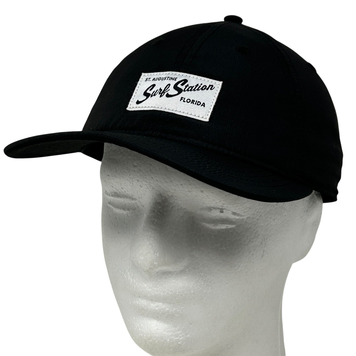 Surf Station St Augustine Florida Hat Cap Surfer Surfing 6 Panel Strapback Black - Neon Vintage