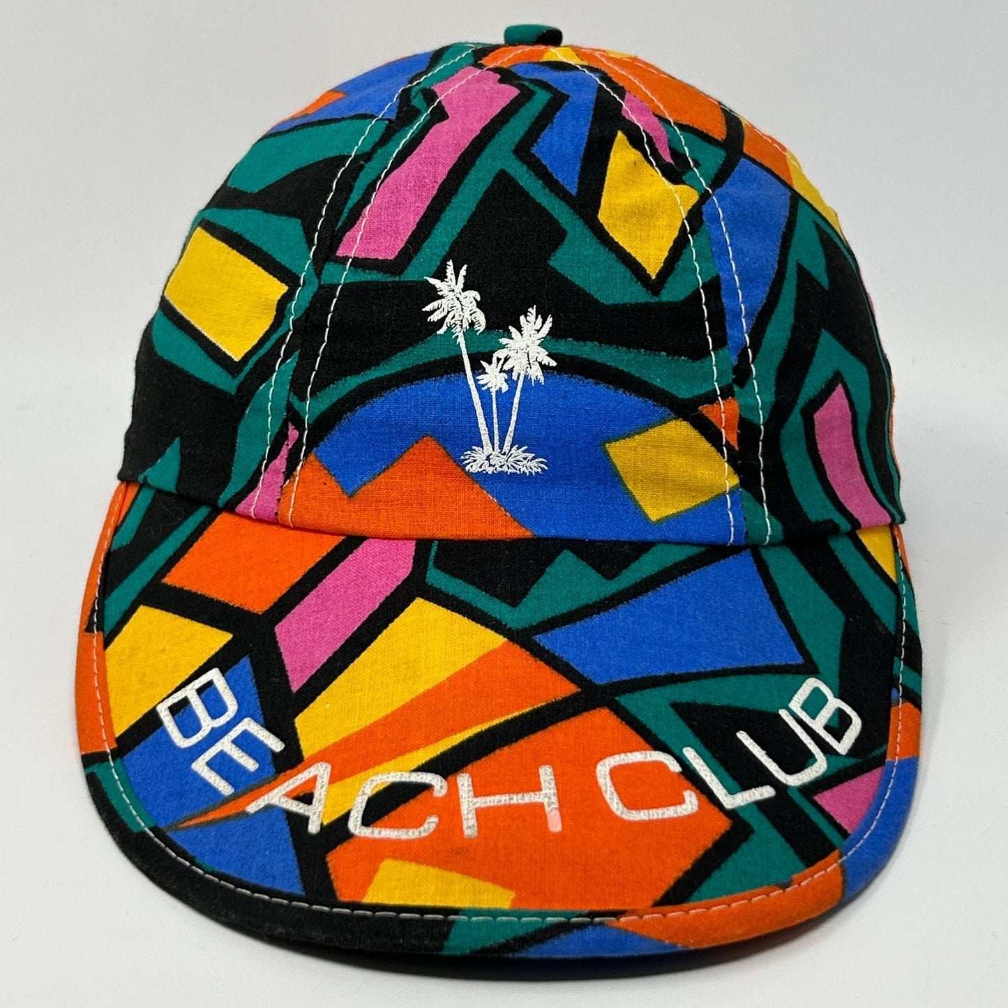 Vintage Beach Club Long Bill Dad Hat Cap Flex Fitted M-L Green 80s Tropical