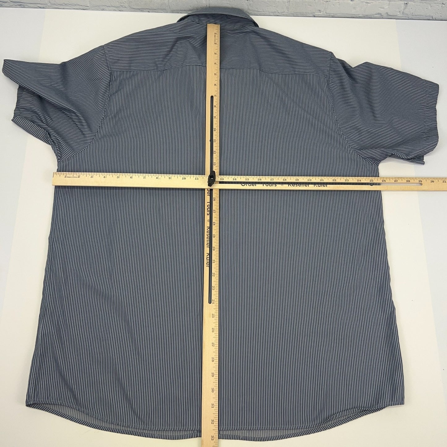 Dixxon Workforce Hickory Striped Button Front Shirt 2XL XXL Gray Short Sleeve