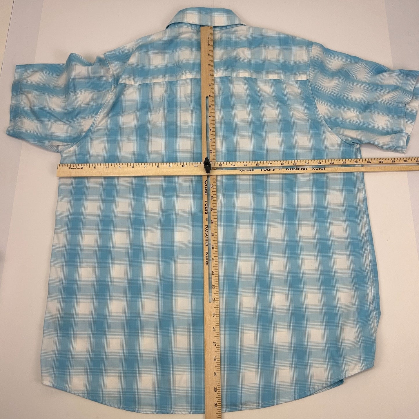 Dixxon Flannel Co Bel Air Pearl Snap Button Front Shirt SS Plaid Blue XL X-Large