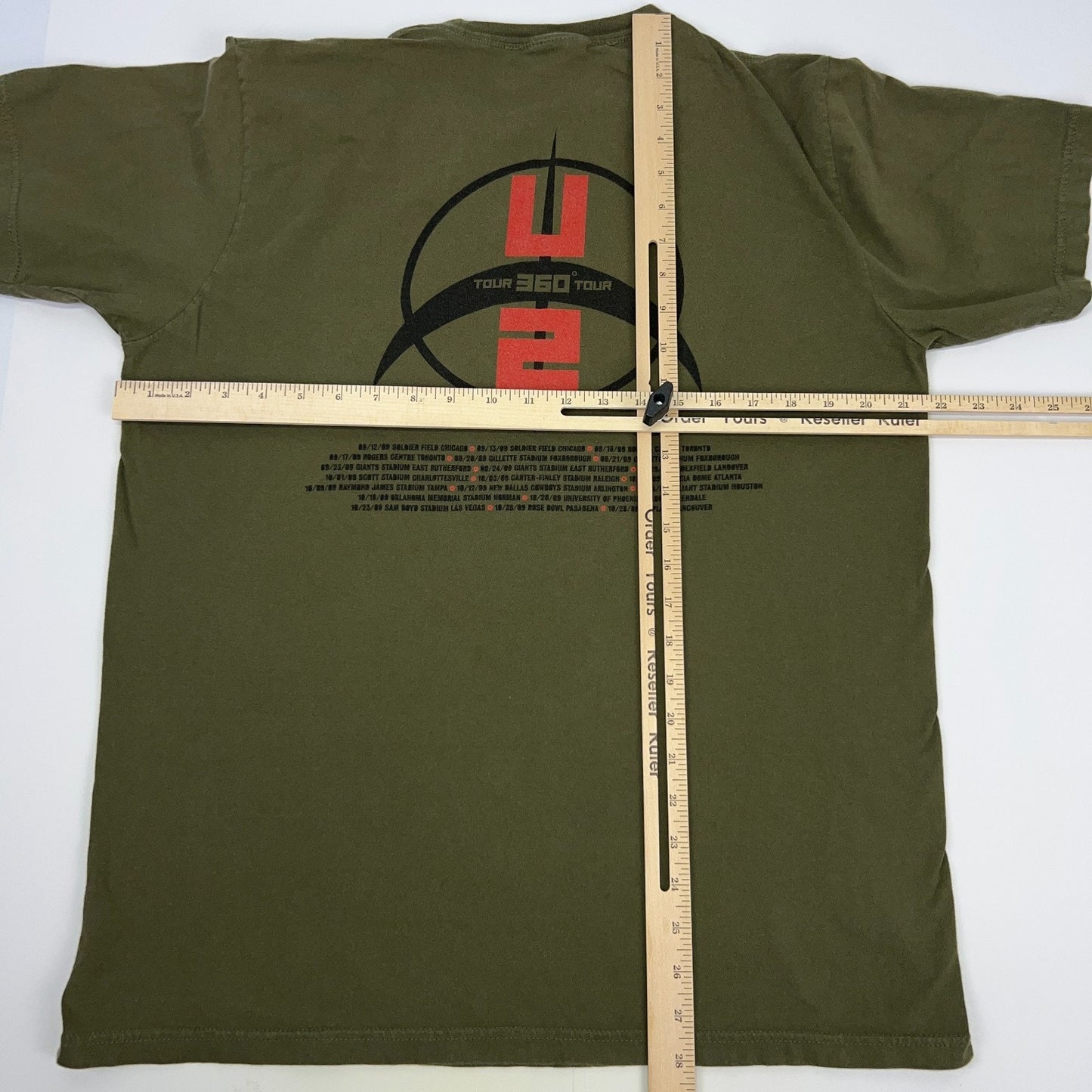 U2 360 Degrees Tour 2009 T Shirt Concert Rock Band Tee Green Unisex L Large