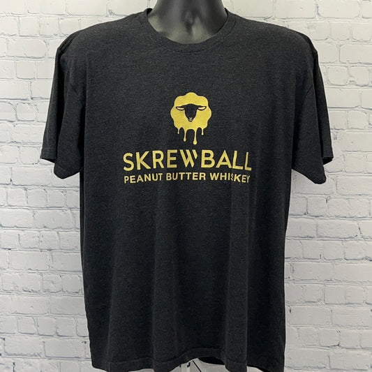 Screwball Peanut Butter Whiskey T Shirt Logo Short Sleeve Gray Unisex XL X-Large