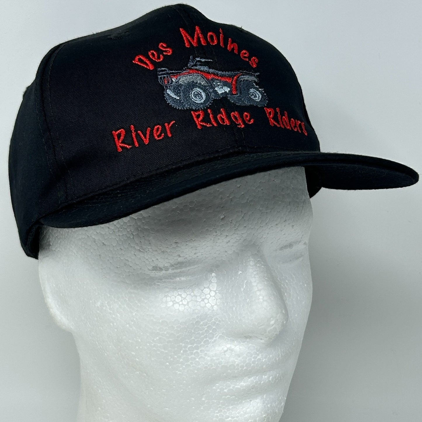Vintage 90s Des Moines ATV Hat Baseball Cap Iowa Four Wheeler Snapback Black