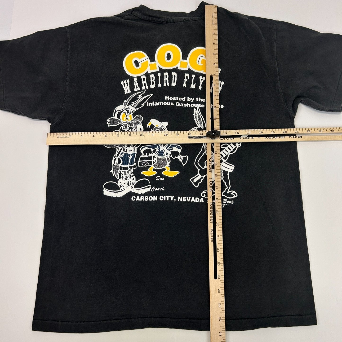 Vintage 90s COG T-28 Warbird Fly In T Shirt Carson City USAF Black Tee L Large