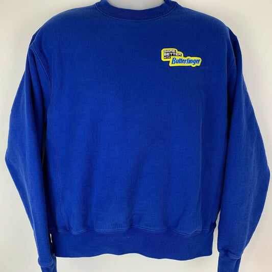 Champion Butterfinger Sweatshirt Mens Large Video Gamer Reverse Weave Crew Blue - Neon Vintage