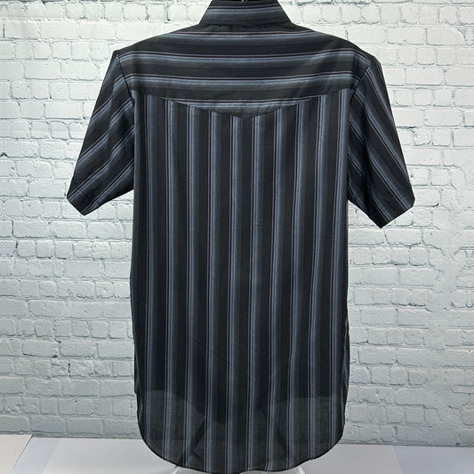Ely Cattleman Pearl Snap Button Front Shirt Western Striped Black LT Large Tall