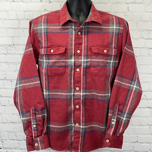 Lucky Brand Humboldt Plaid Workwear Button Front Shirt Red Long Sleeve M Medium