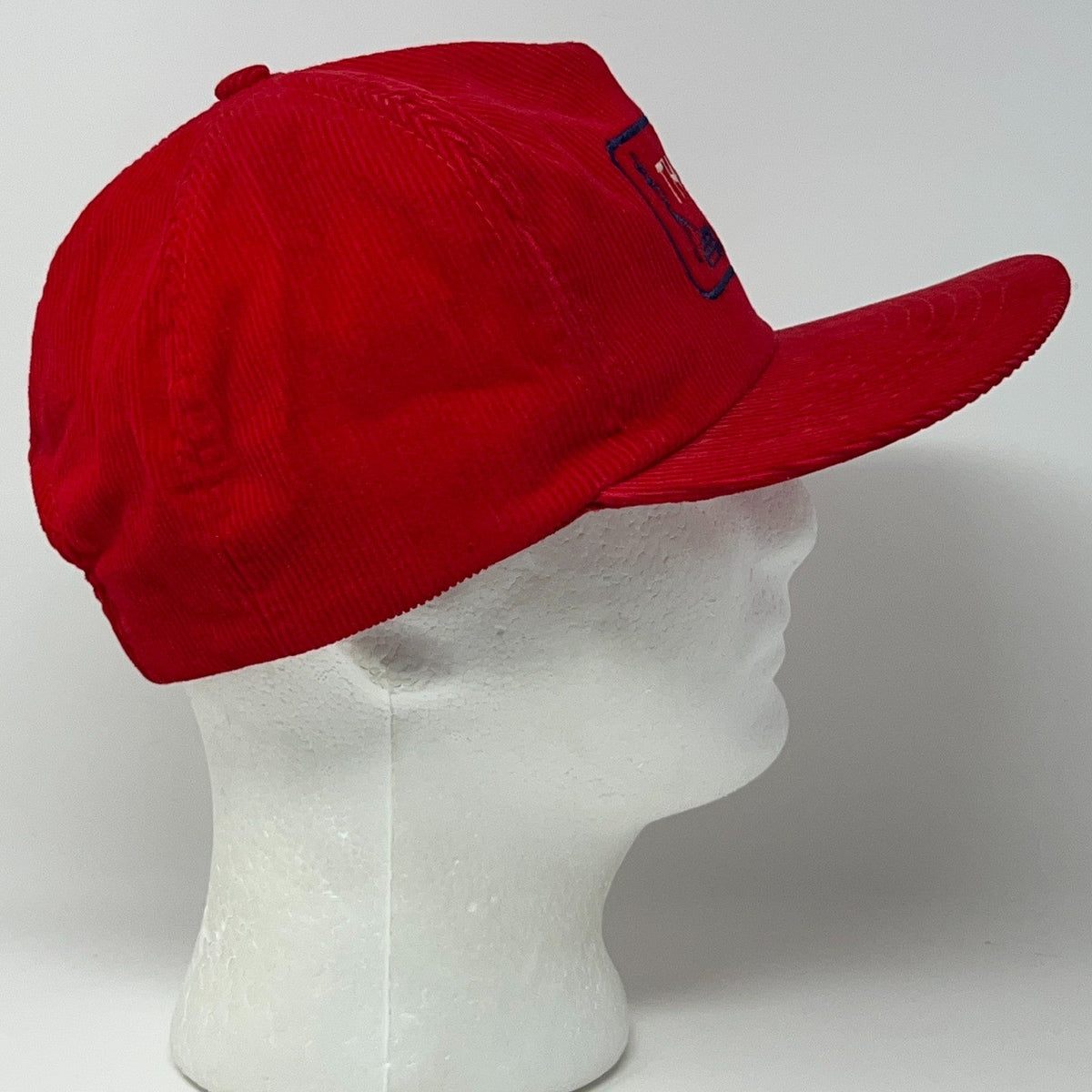 Vintage Thomas Drilling Equipment Oil Rig Patch Red Corduroy Baseball Hat Cap