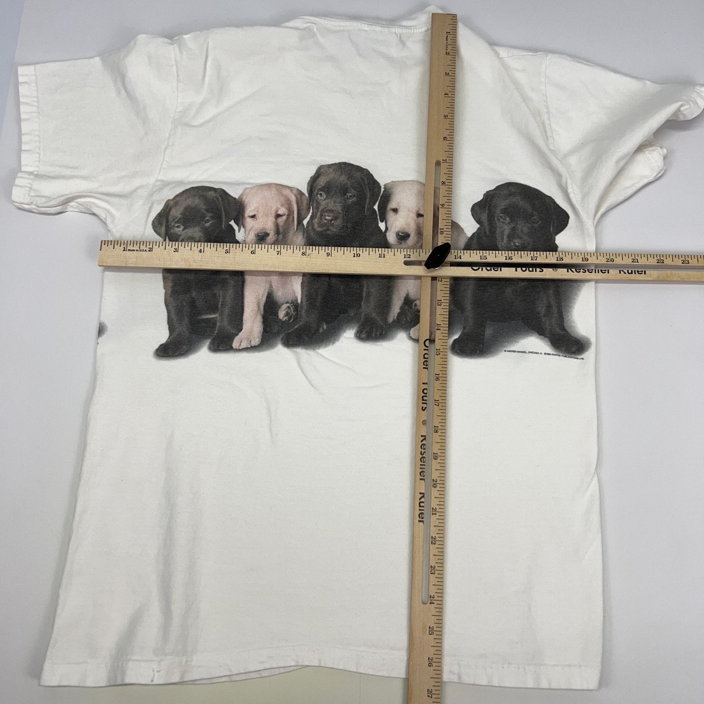 Vintage 90s Labrador Retriever Puppies T Shirt Puppy Dog White Unisex M Medium