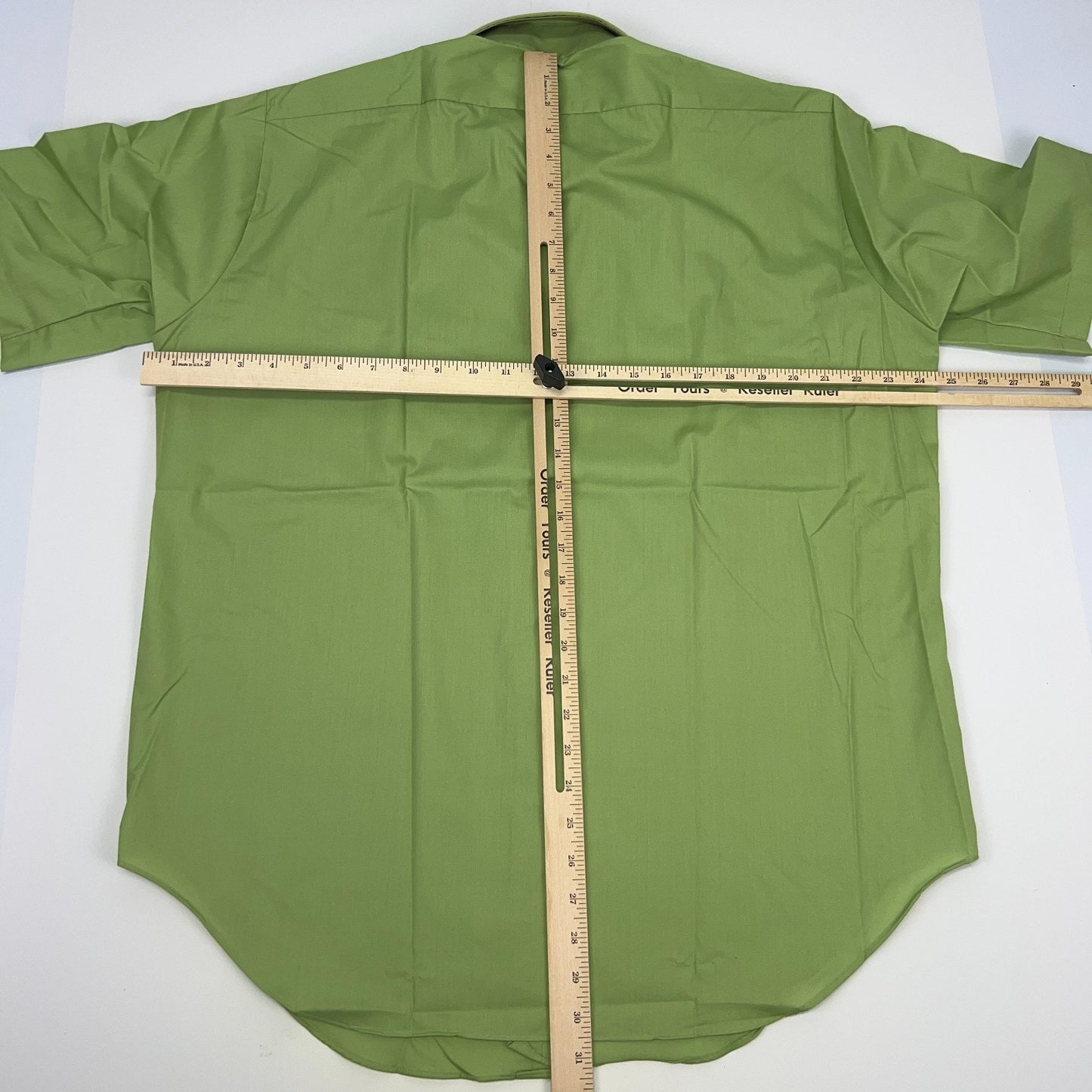 Vintage 70s Arrow Kent Collection Button Front Shirt L Large Green Big Collar