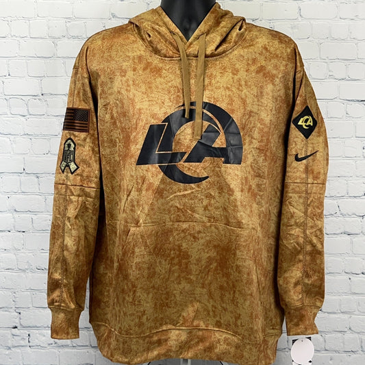 Los Angeles Rams Salute to Service Hoodie Hooded Sweatshirt NFL Brown XL X-Large