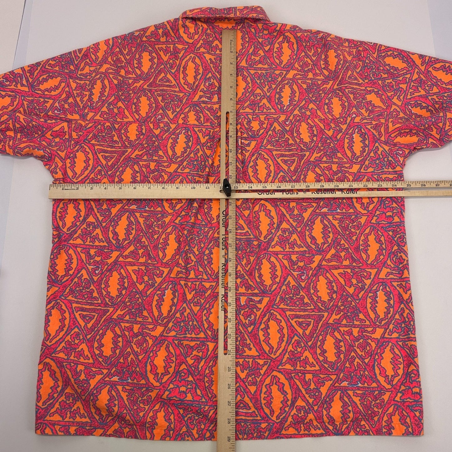 Vintage 80s 90s Quiksilver Button Front Shirt Surfer USA Blaze Orange M Medium