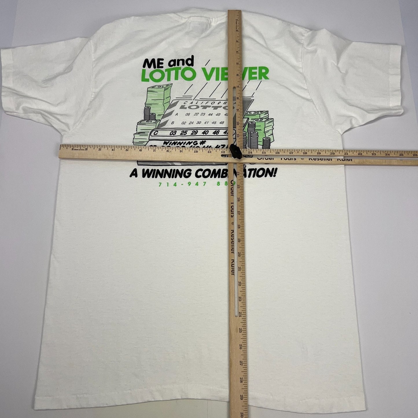 Vintage 90s California Lotto Viewer T Shirt White Made In USA Tee Mens L Large