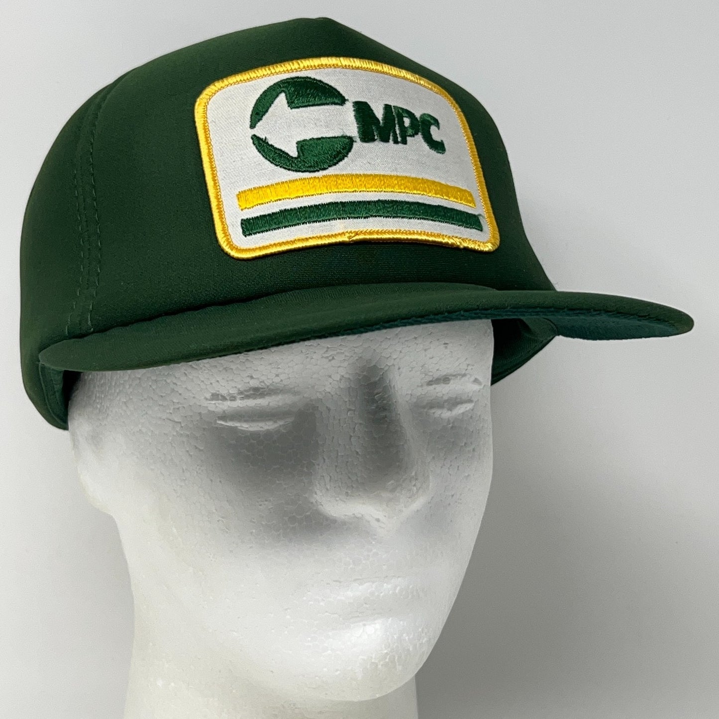 Vintage 80s MPC Patch Trucker Hat Baseball Cap Snapback Green Full Foam