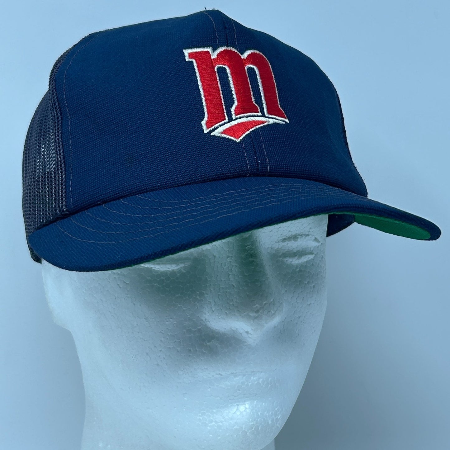 Vintage 80s Minnesota Twins Trucker Hat Baseball Cap Blue Mesh Snapback MLB