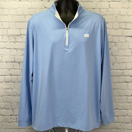 Good Good Quarter 1/4 Q Zip Shirt Golfer Golfing Long Sleeve Blue 3XL 3XLarge