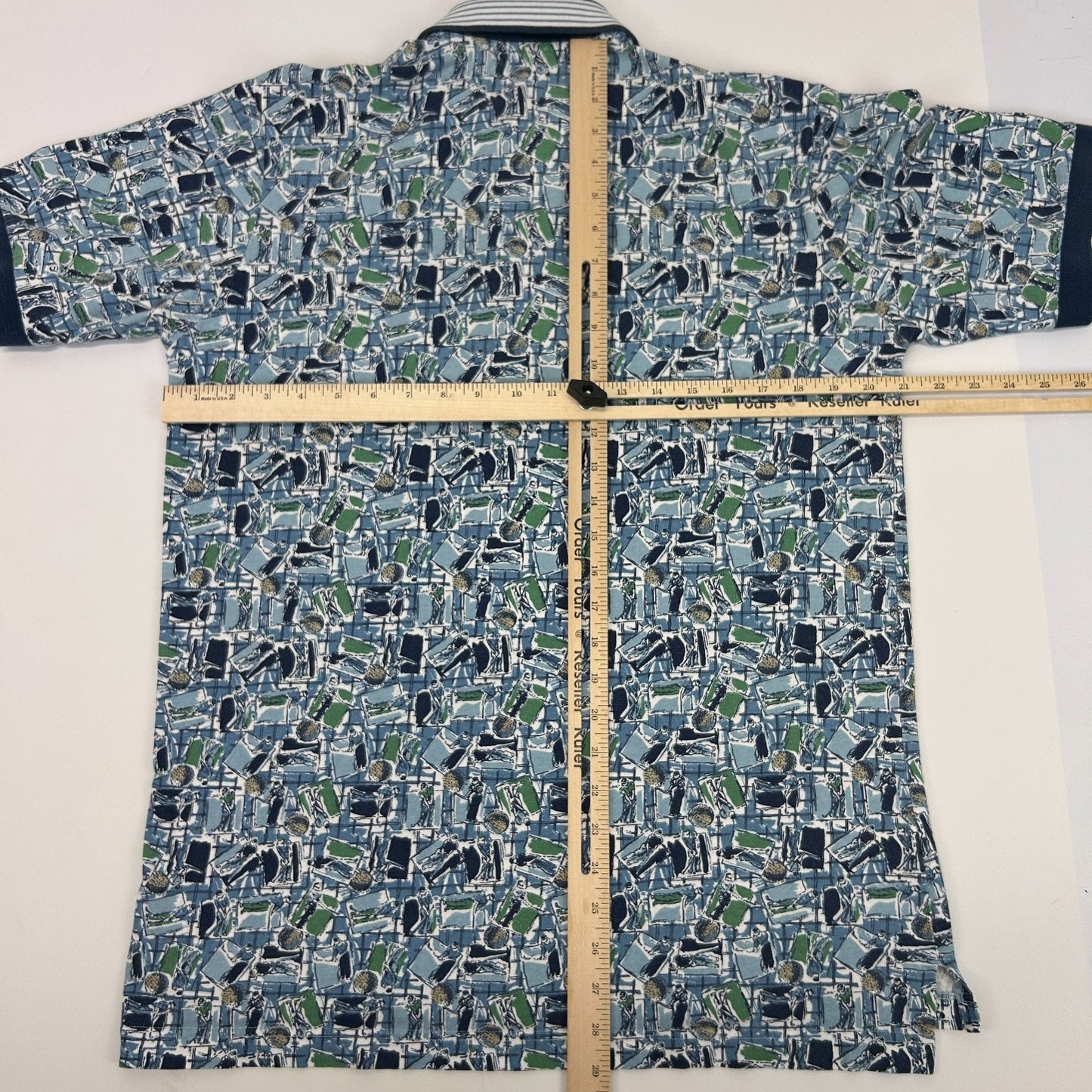 Vintage 90s Chip Beck Golf Polo Shirt Golfer Golfing AOP SS Blue S Small