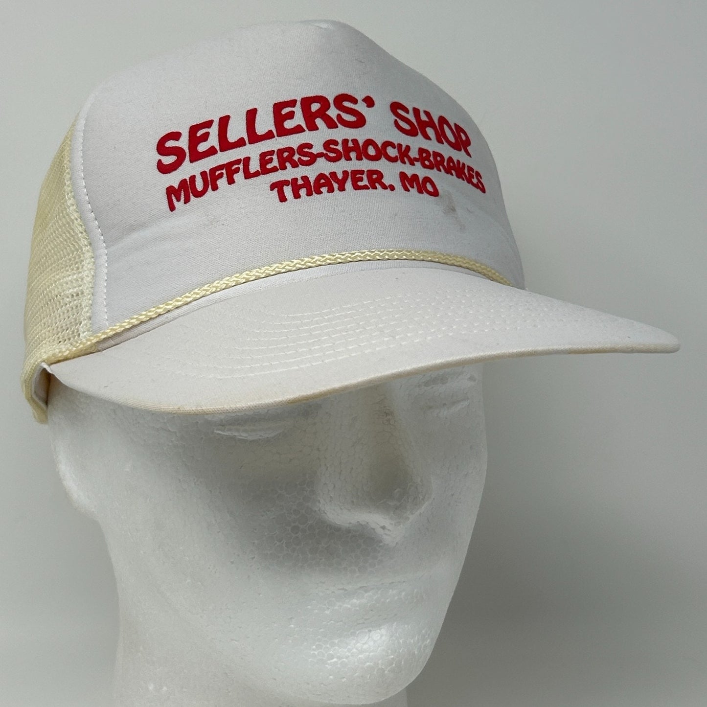 Vintage 80s Sellers Shop Thayer Trucker Hat Baseball Cap Missouri Snapback White - Neon Vintage