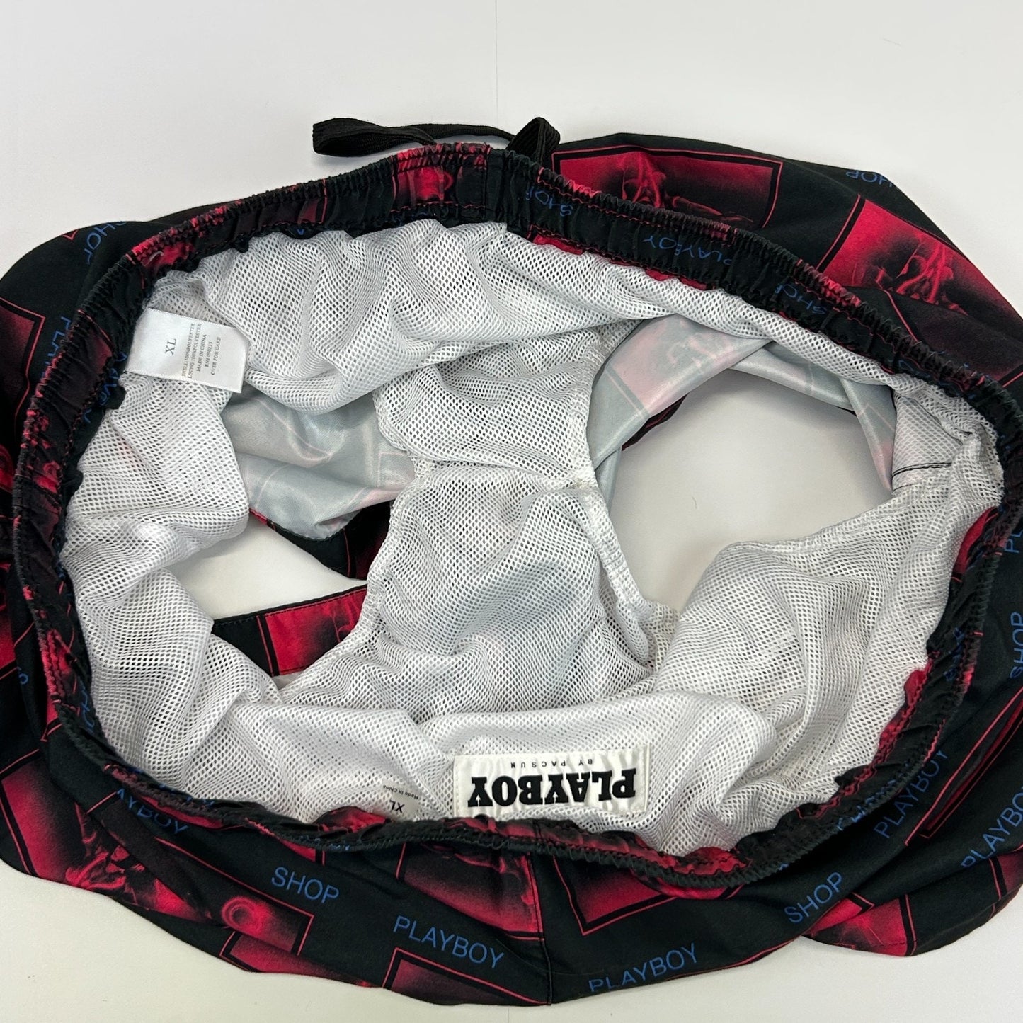 Playboy by Pacsun Swim Trunks Shorts Shop Mesh Lined Pockets Black XL X-Large