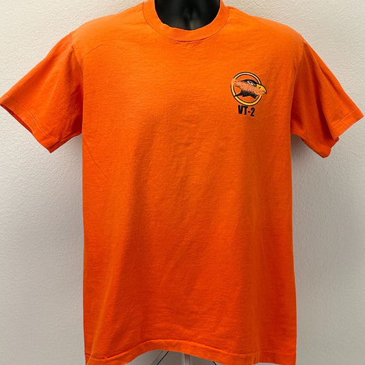 Vintage VT-2 Doerbirds T Shirt US Navy Training Squadron Two USA Orange L Large