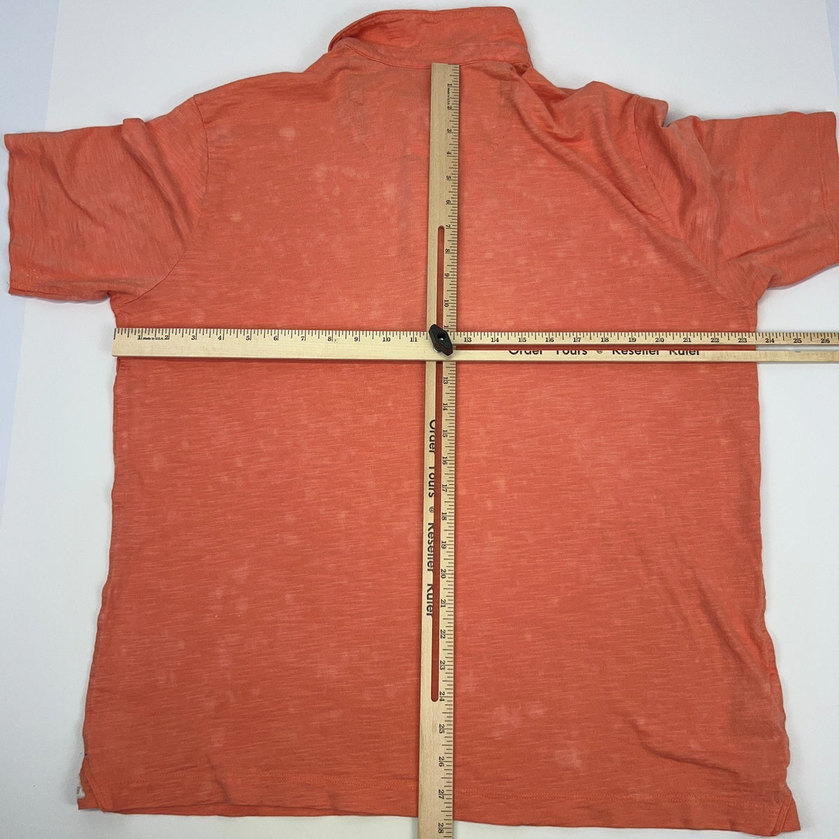 Tommy Bahama Orange Pima Cotton Polo Shirt XL X-Large Short Sleeve Bleach Dye