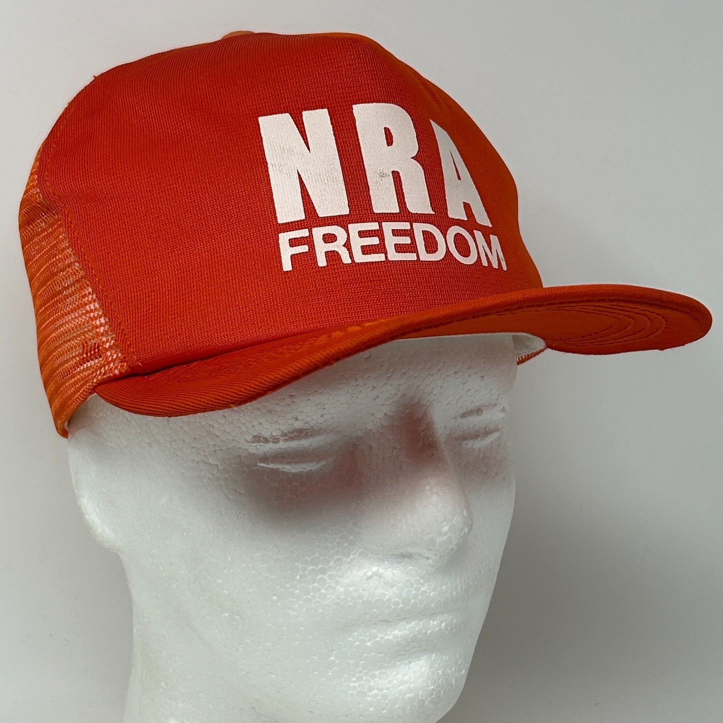Vintage NRA Freedom Trucker Hat Baseball Cap National Rifle Association Orange