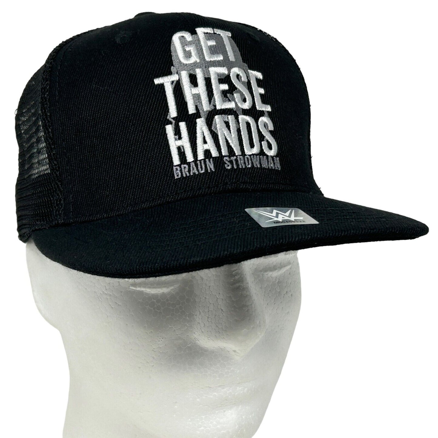 Braun Strowman Trucker Hat Baseball Cap Get These Hands WWE Raw Wrestling Black - Neon Vintage