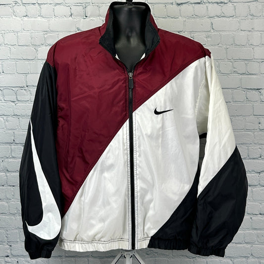 Vintage 90s Nike Color Block Tracksuit Jacket Pants Black Red Swoosh M Medium