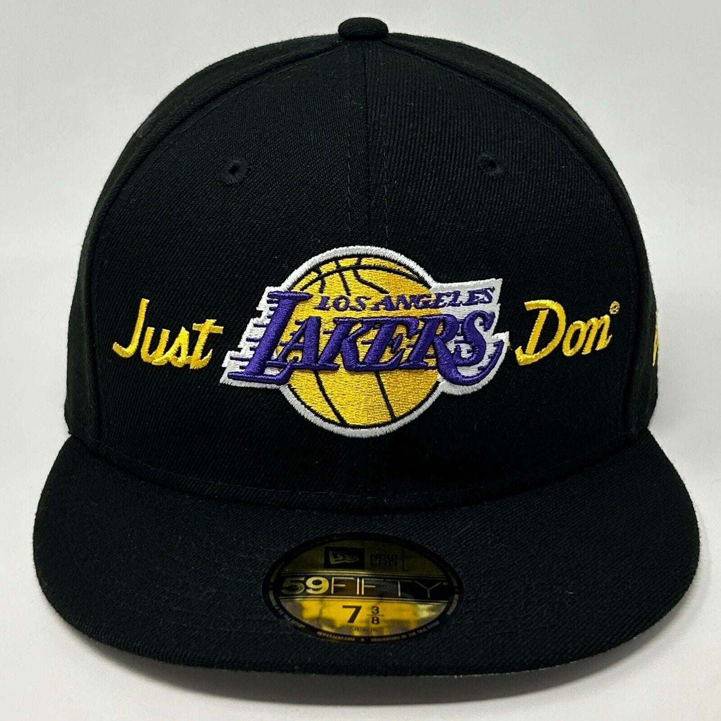 Los Angeles LA Lakers Just Don Hat Baseball Cap Fitted 7 3/8 NBA New Era Black