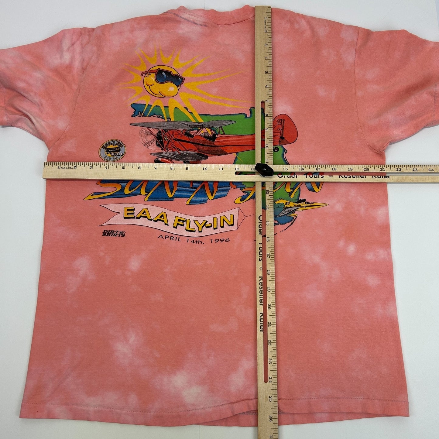 Vintage Sun n Fun EAA Fly In T Shirt Mens L Large Orange 90s Lakeland Aviation