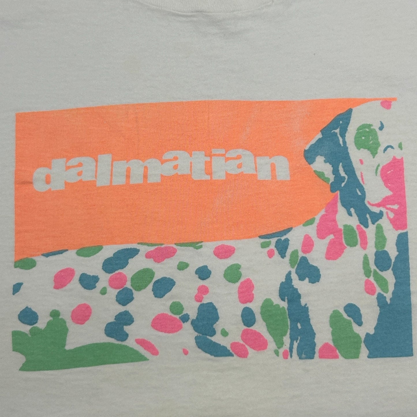 Vintage 90s Dalmatian Dog Crop Top T Shirt Made In USA White Tee XL X-Large