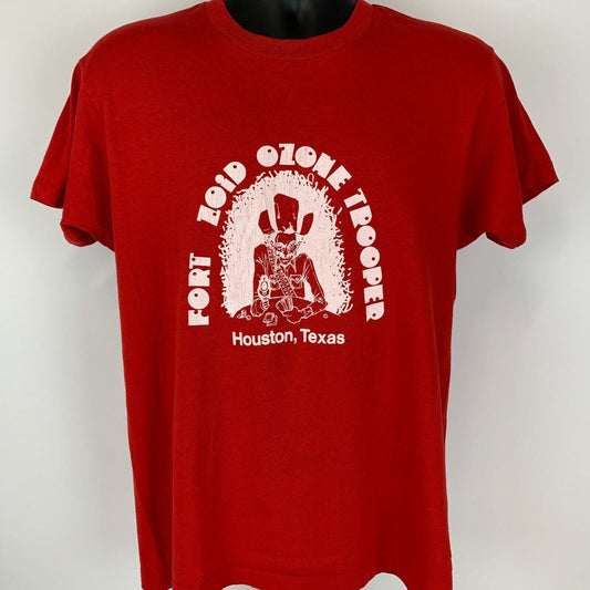 Vintage 80s Fort Zoid Ozone Trooper T Shirt Houston Texas Mexico Red M Medium