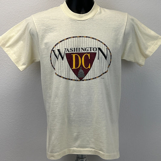 Vintage 80s Washington DC T Shirt Ivory Travel Tourist Tourism Unisex S Small