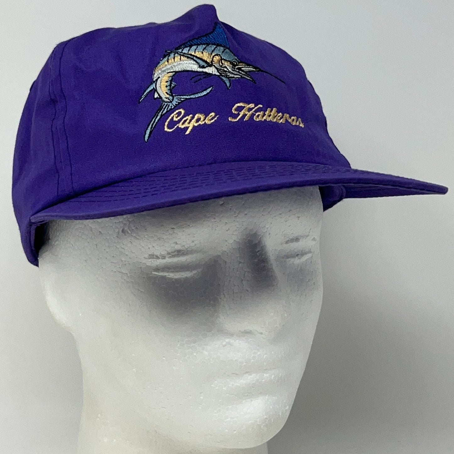 Vintage 90s Cape Hatteras Swordfish Hat Baseball Cap Fishing Snapback Purple