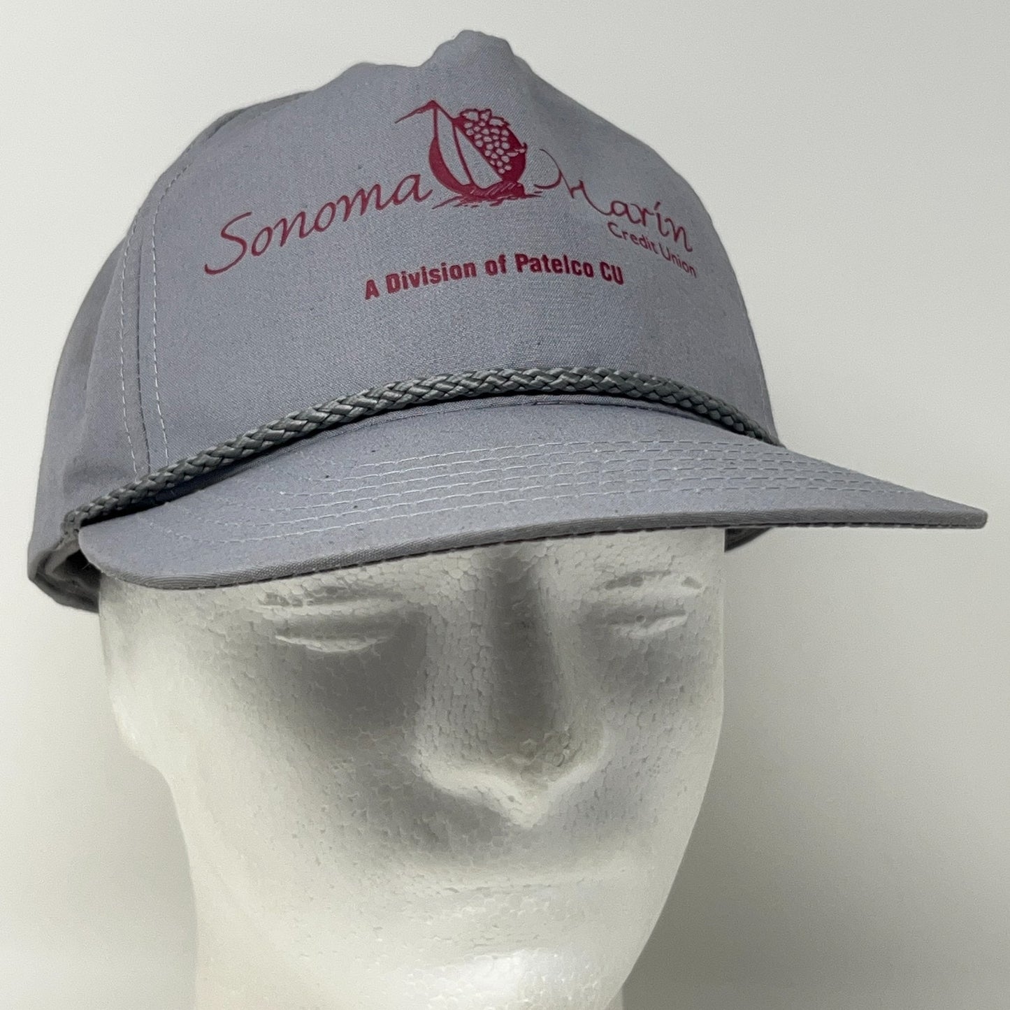 Vintage 90s Sonoma Marin Credit Union Hat Baseball Cap Patelco Snapback Gray