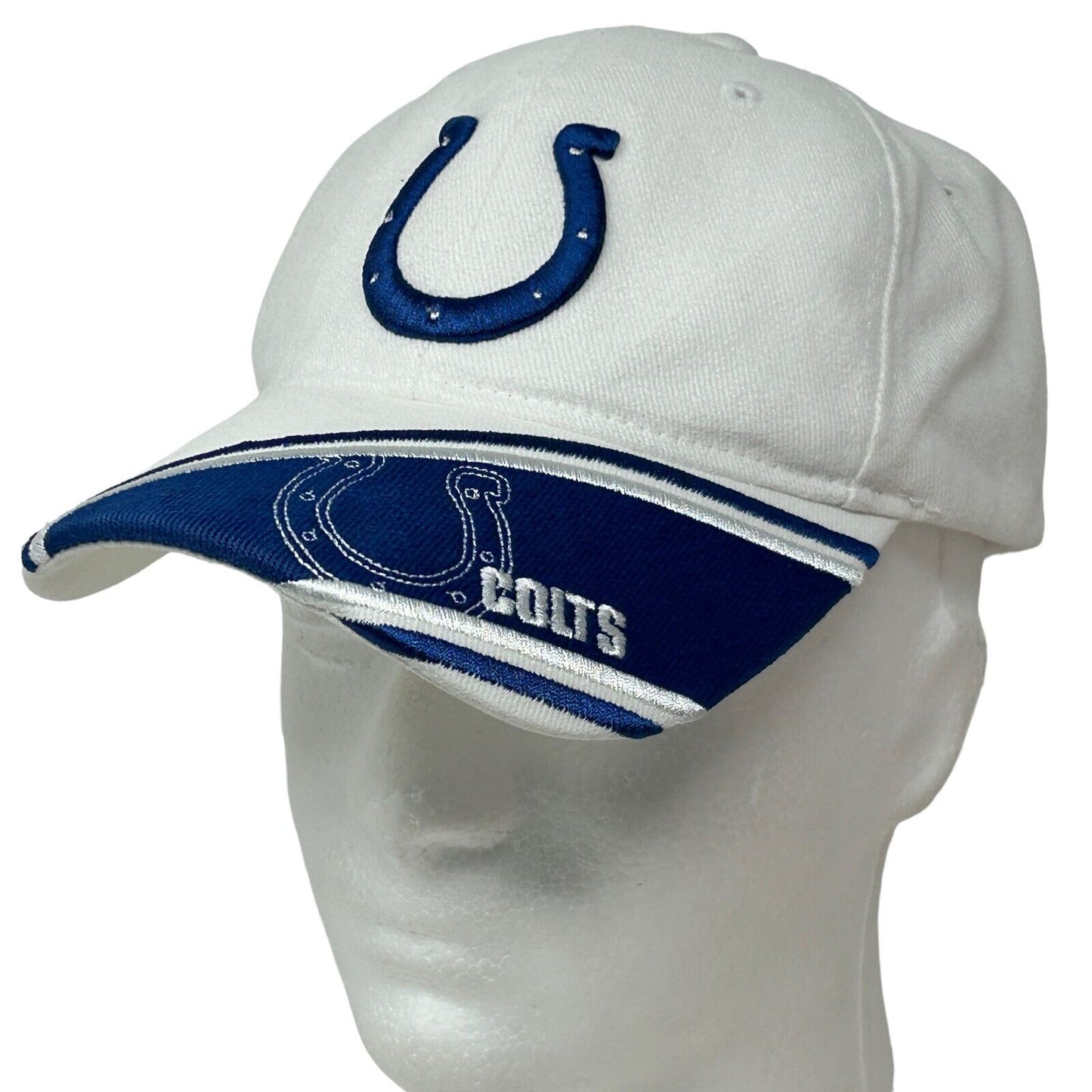 Indianapolis Colts Hat Cap NFL Football 6 Panel Strapback White - Neon Vintage