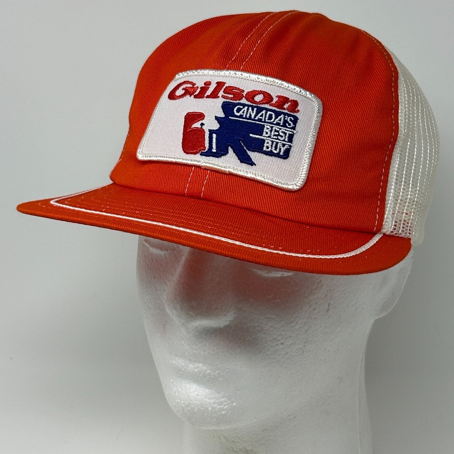 Vintage 80s Gilson Snowblowers Trucker Hat Baseball Cap Canada Snapback Orange