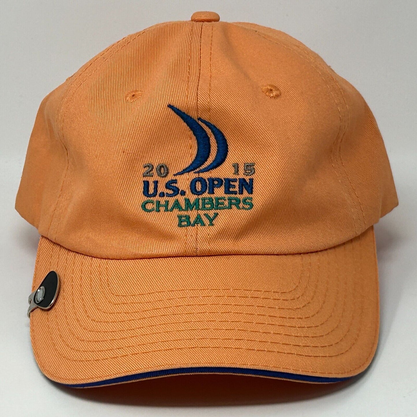 2015 US Open Chambers Bay Golf Course Dad Hat Cap Ball Marker USGA Member Orange - Neon Vintage