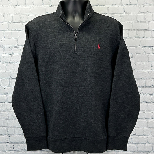 Polo Ralph Lauren 1/4 Quarter Zip Sweater Mock Neck Charcoal Gray XL X-Large