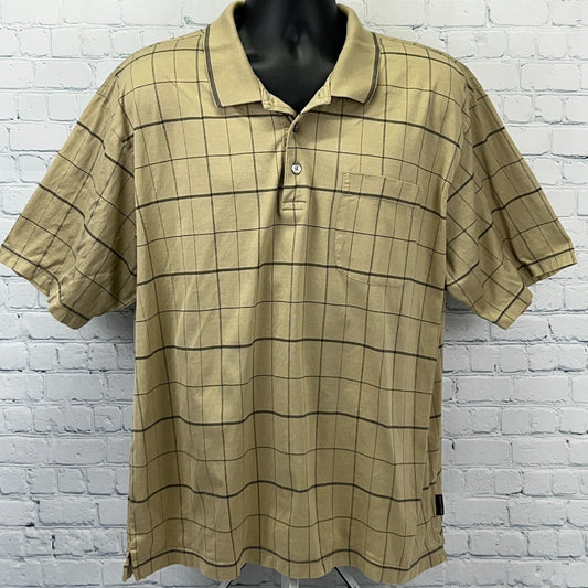 Donald J Trump Signature Collection Golf Polo Shirt Beige Check Mens XL X-Large