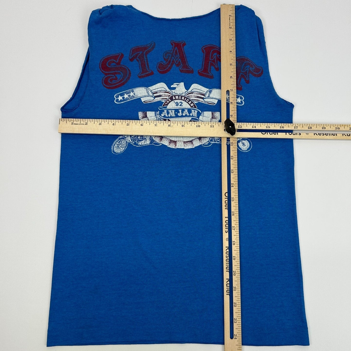 Vintage 90s The American Motorcycle Jamboree T Shirt Unisex X-Small Blue Am Jam Womens