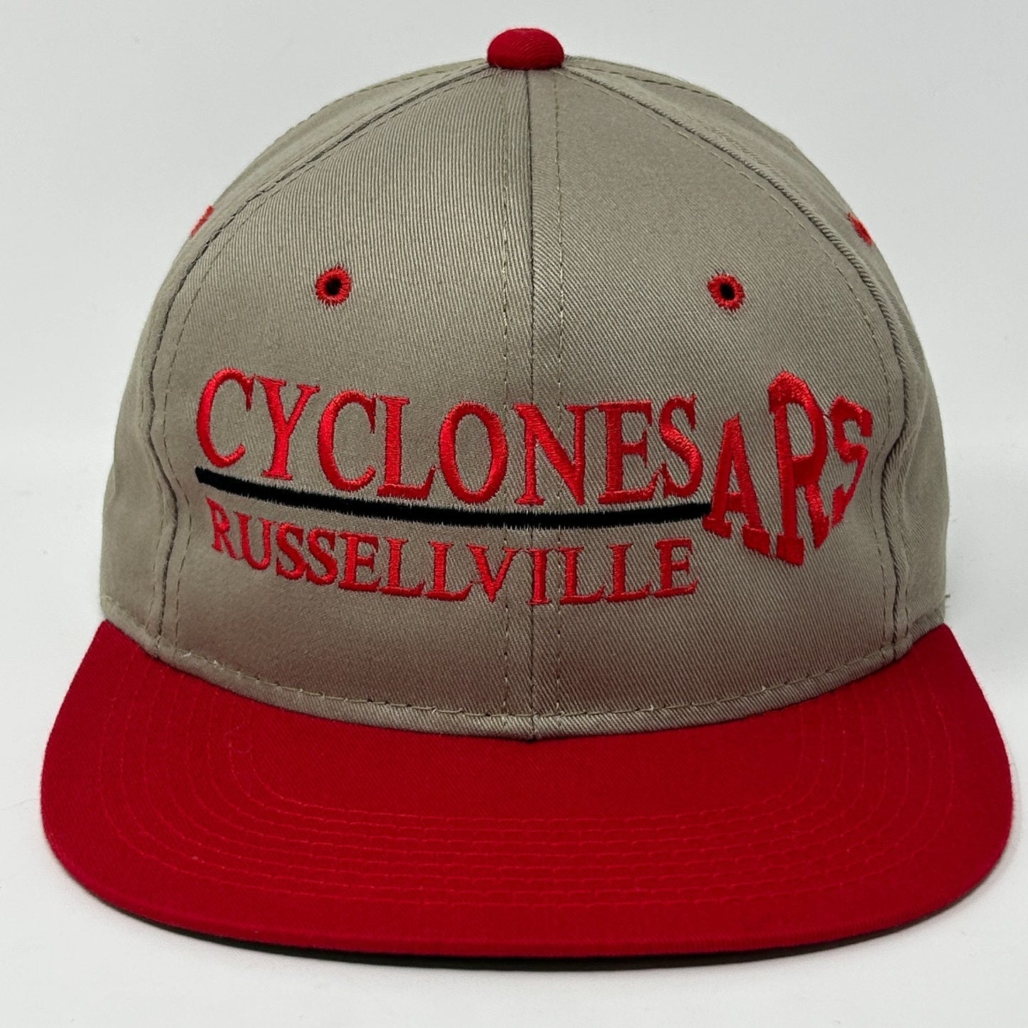 Vintage Russellville High School Cyclones Hat Cap Beige 90s Arkansas Snapback