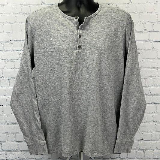 Vince Henley T Shirt Long Sleeve Cotton Heathered Gray Mens XL X-Large