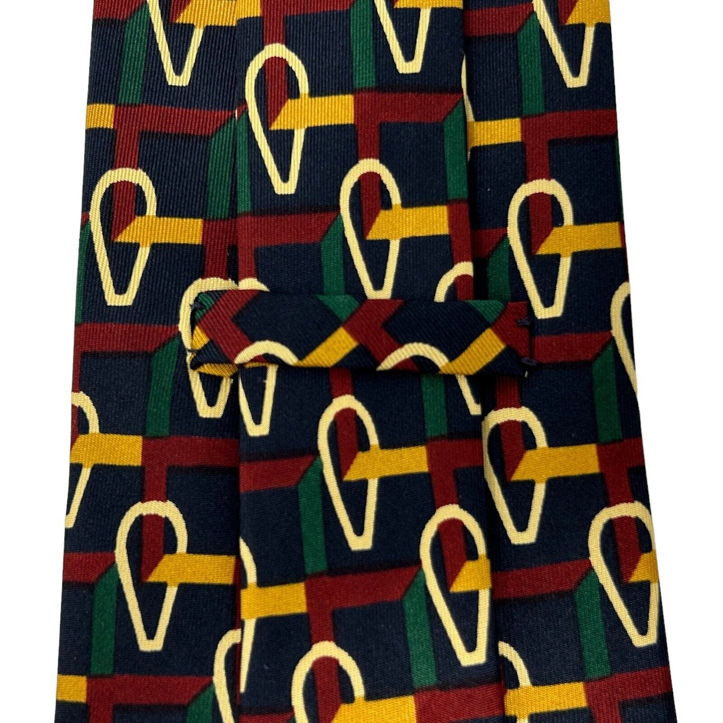 Burberry Corbata para hombre Corbata Azul Oro Rojo Verde Seda geométrica hecha en Inglaterra
