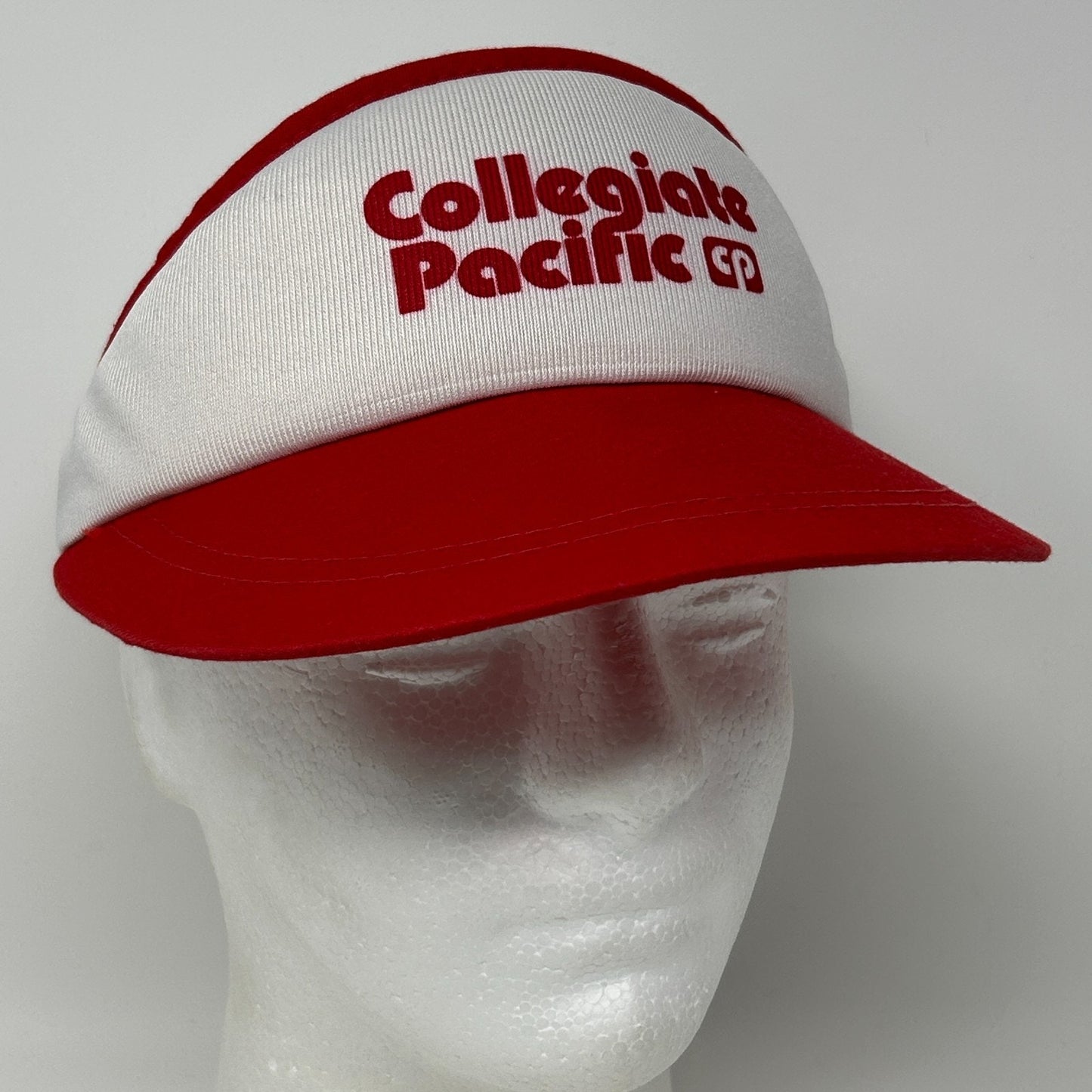 Vintage 80s 90s Collegiate Pacific Visor Hat Cap CP Logo Strapback White
