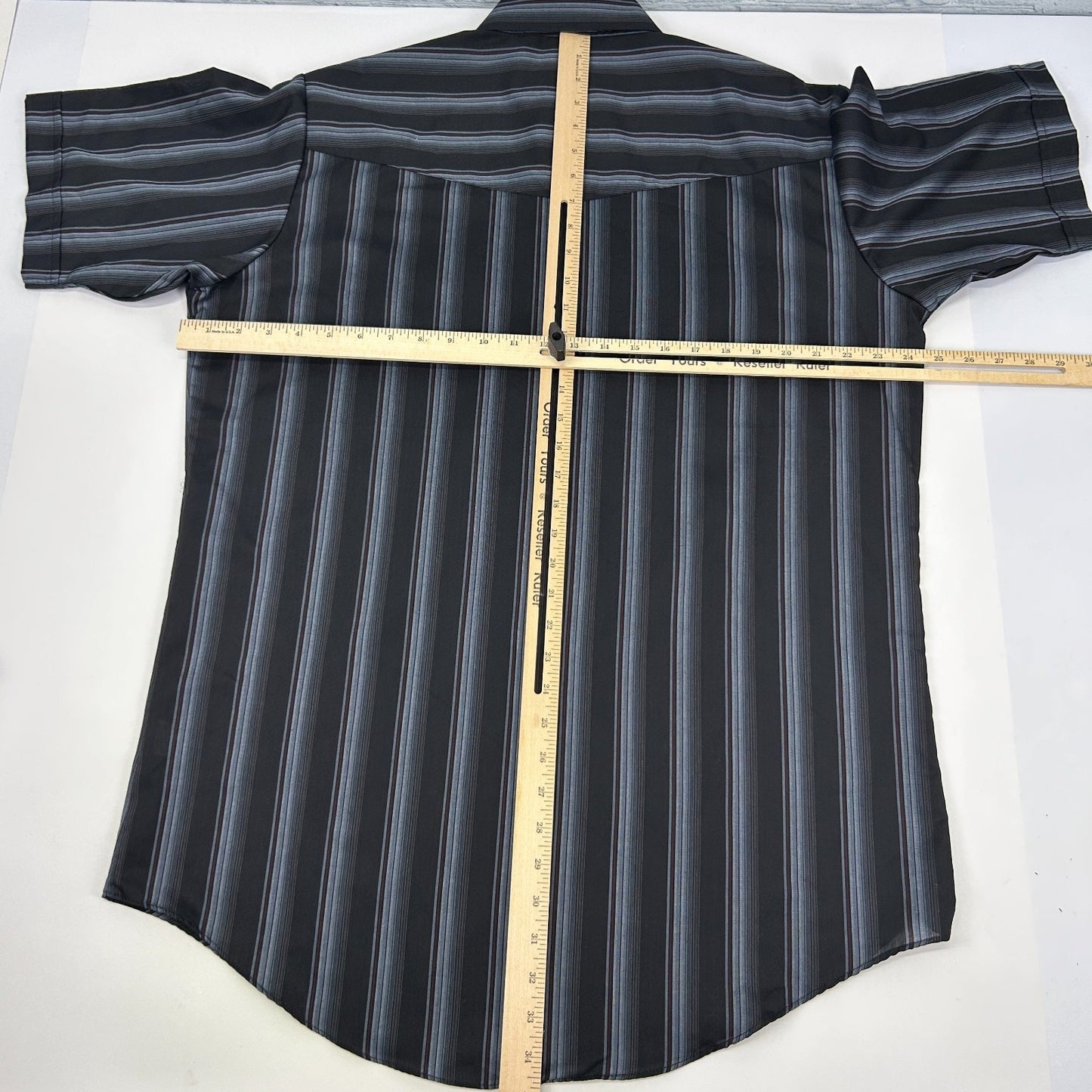 Ely Cattleman Pearl Snap Button Front Shirt Western Striped Black LT Large Tall